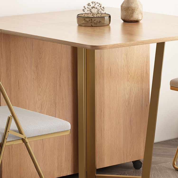 Natural Rectangle Wood Dining Table Folding Table with Storage Base