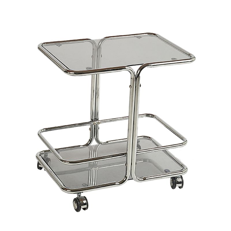 Contemporary Corner Table Double Tier Accent Side Table with Shelf