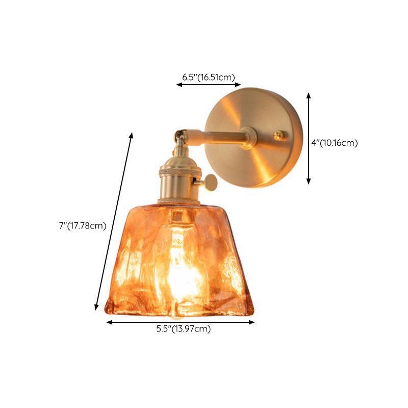 Gold Modern Metal Wall Sconce Geometric Shape Sconce Lights with Glass Shade