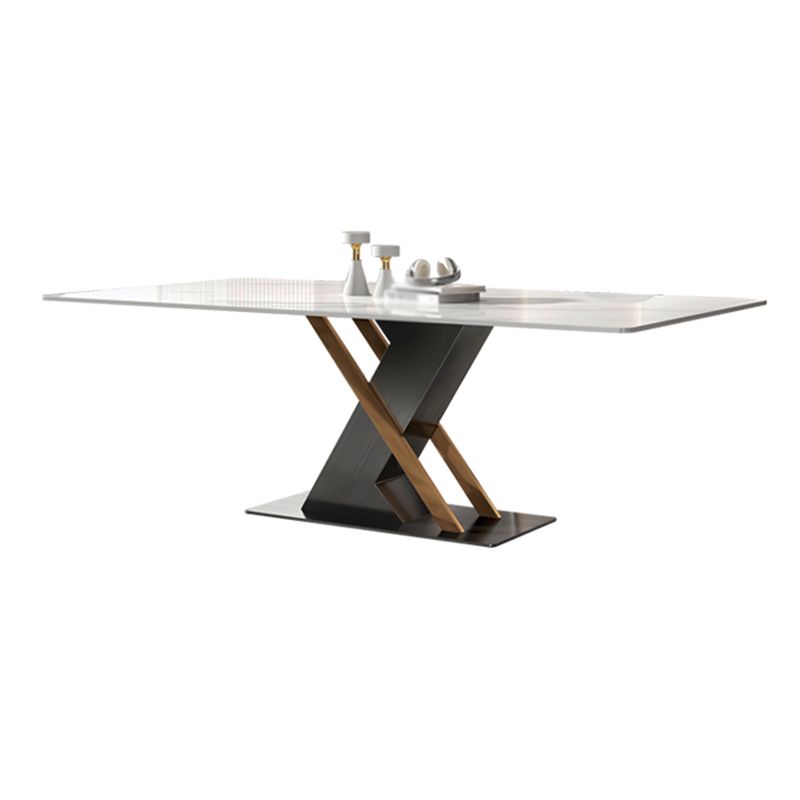 Modern Sintered Stone Dining Table White Dining Room Table with Pedestal Base