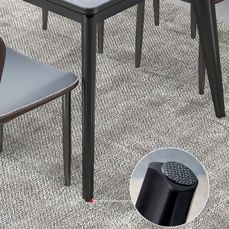 Rechteck Grauston -Esstisch gesinterte Steintisch modern mit 4 Beinen Sockel