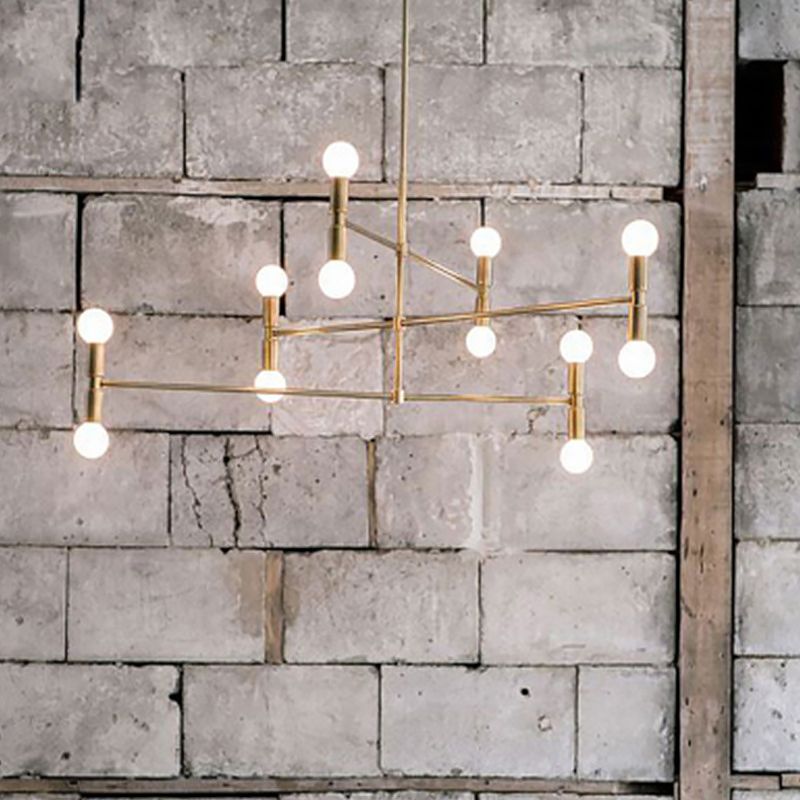 Exponierte Metallkronleuchter leichte postmoderne 12 Leuchten hängende Lampe für Wohnzimmer