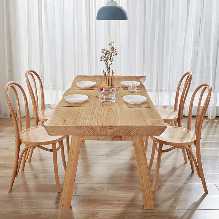 Rectangle Wood Dining Table Modern Pine Table in Nature with 4 Legs for Restaurant