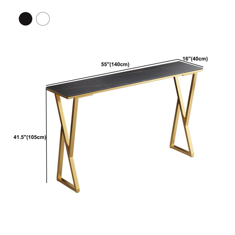 Modern Sintered Stone Bar Table Gold and Metal Base Dining Table