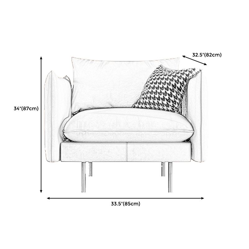 Modern Style Square Armrest Latex Cushions Fill The Grey/brown Sofa
