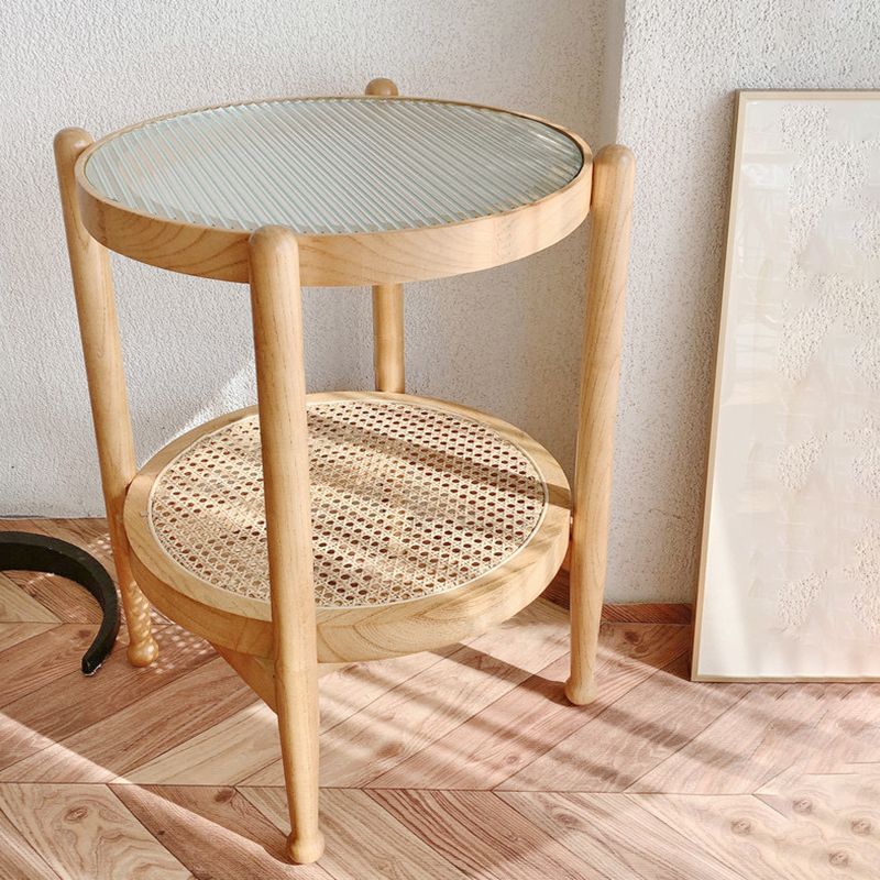 4 Legs Tropical Glass Coffee Table No Distressing Bunching Tables with Shelf