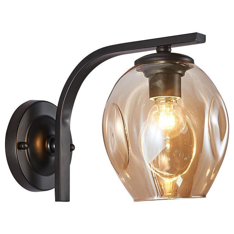 Gradient Color Concave Glass Wall Lamp 1-Light Contemporary Simplicity Style Wall Mounted Light for Hallway