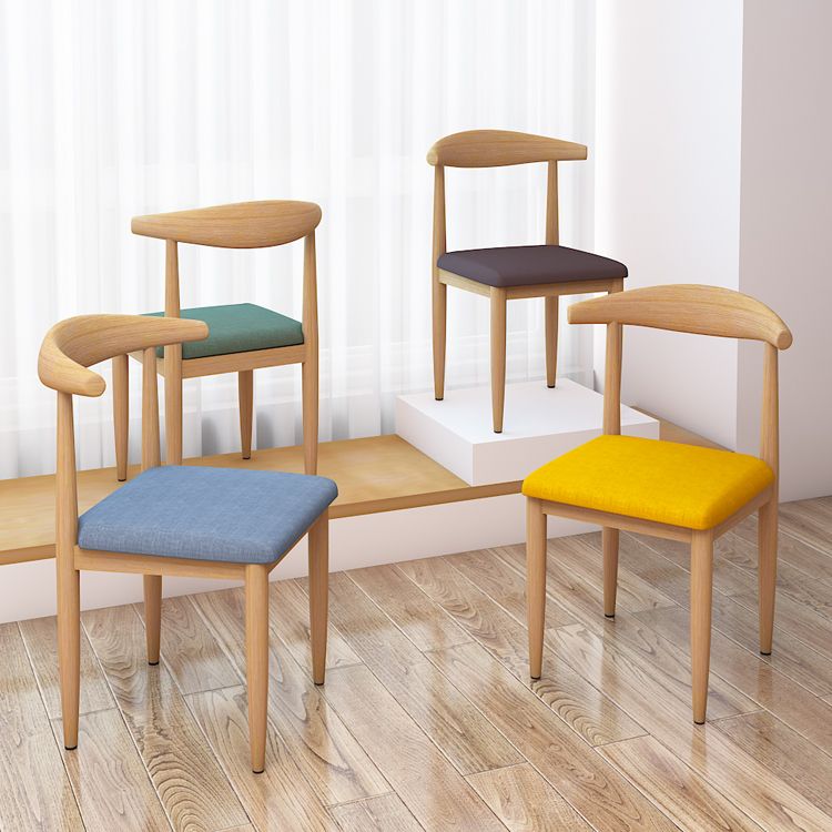 Contemporary Style Metal Chair Set Kitchen Dining Open Back Side Chairs