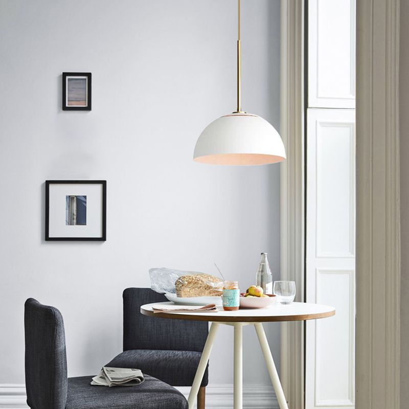 Macaron Domed Pendant Lamp Metal 1 Bulb Dining Room Suspension Light with Vent Design