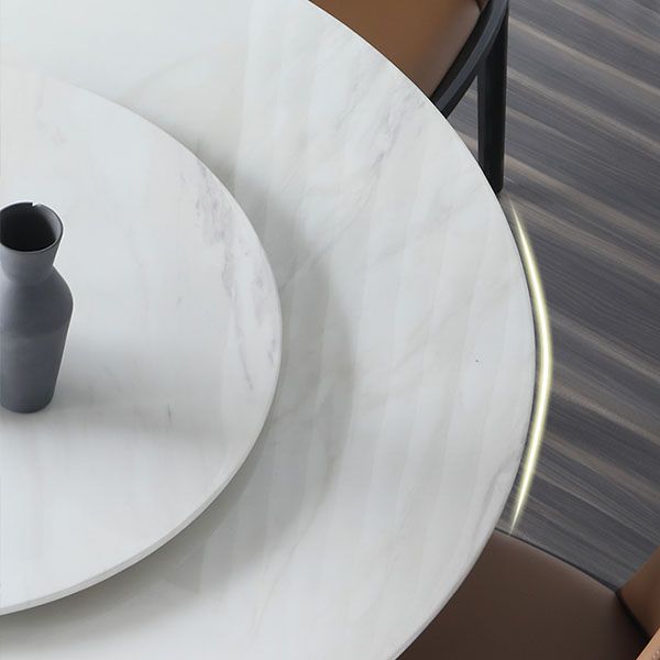 Marble Dining Table Set 1/4/5 Pcs Round Dining Table and Solid Wood Frame Chairs