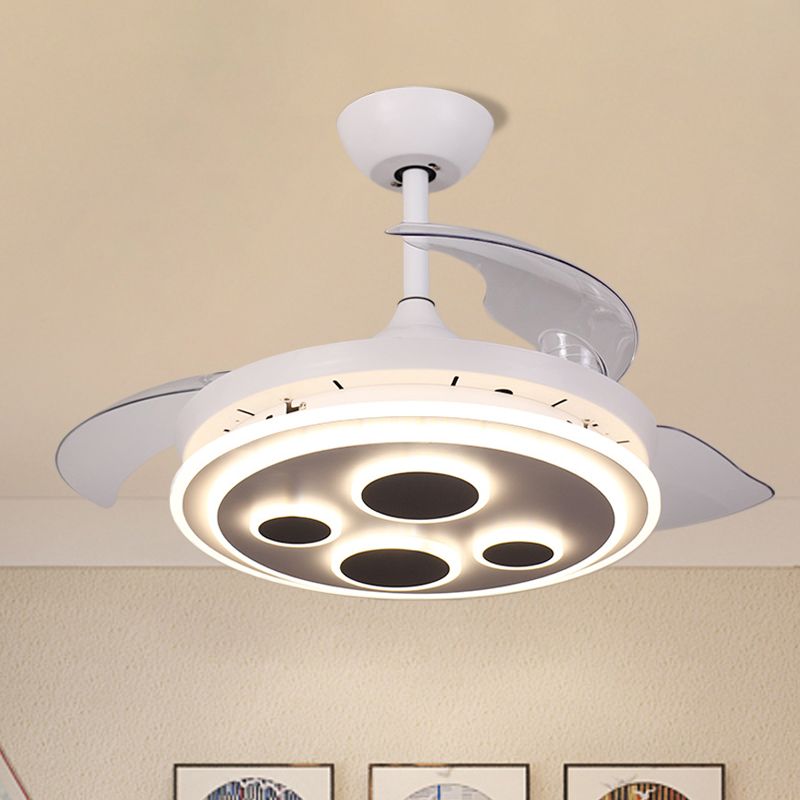 42 "W witte cirkel semi -spoeling eenvoud acryl 3 messen led hangende ventilatorverlichting voor salon