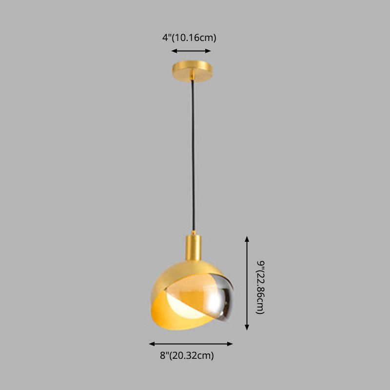 Postmodern Semicircle Hanging Light 1 Bulbs Metal Pendant in Gold for Restaurant