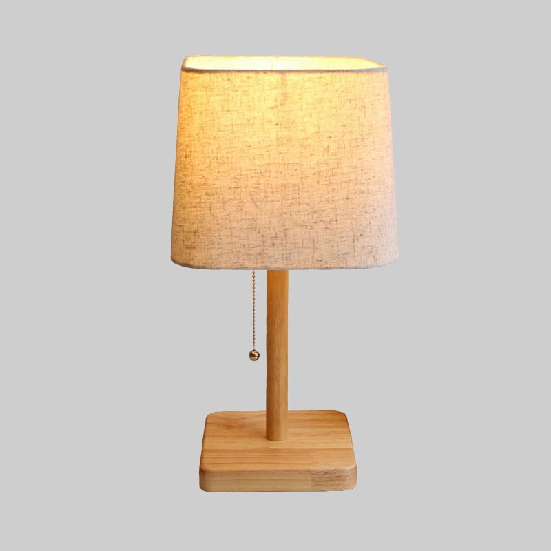 Zeitgenössische 1 Glühbirnenschischtisch -Lampe Holz Trapez Lesebuch Licht mit Stofftatten