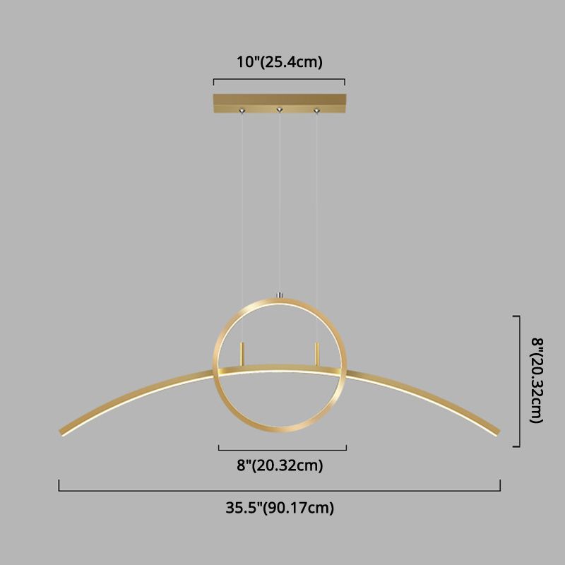 Circle and Linear Pendant Lighting Fixture Modern Style LED Metal Hanging Light Fixture
