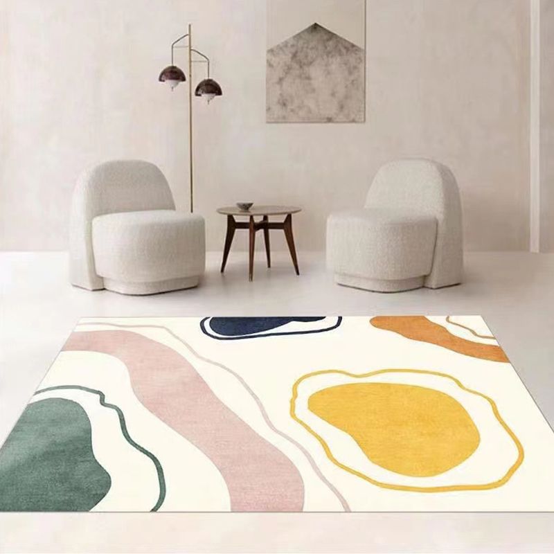 Black Modern Rug Polyester Circle Indoor Rug Non-Slip Backing Rug for Home Decor