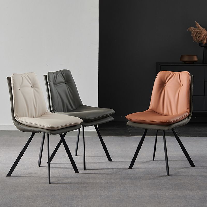 Home Faux Leather Side Chair Armless Dining Chairs in Black Legs