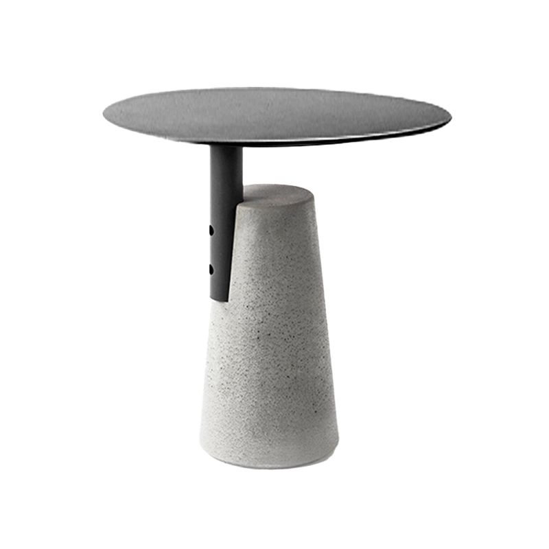 Contemporary Metal Round Side Table Concrete Pedestal End Table