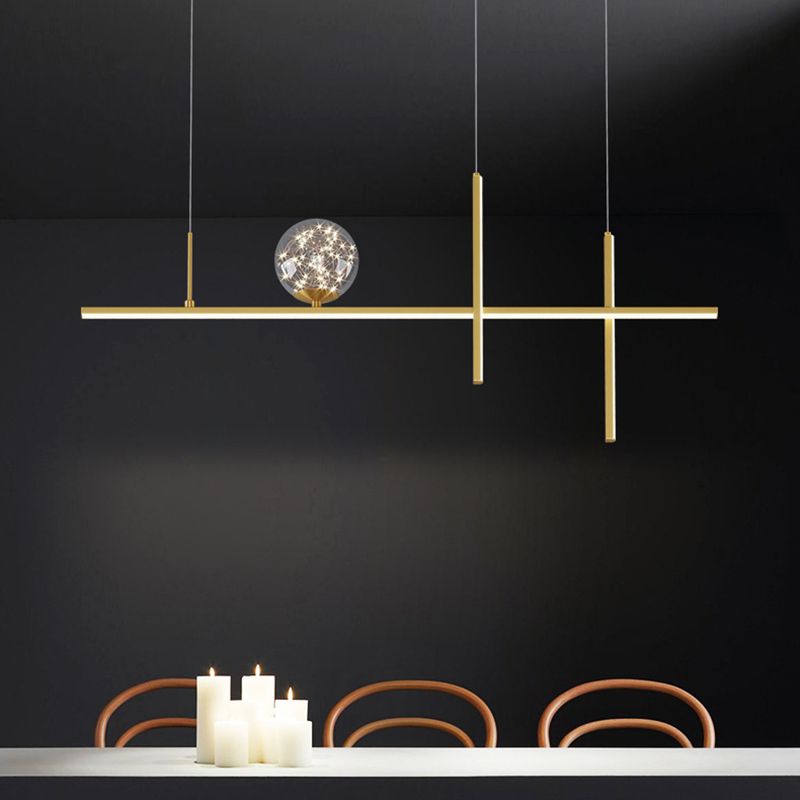 Linear Island Lights Modern Pendant Chandelier Metal 4 Light Island Lights