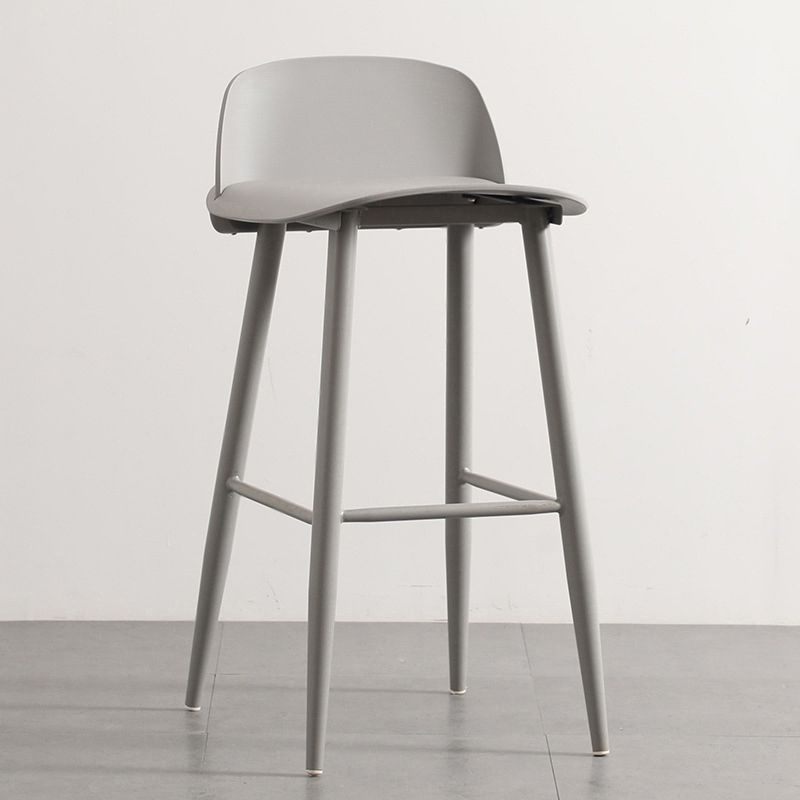 Modern Armless Backrest Counter Stool Iron Kitchen Bar Stool with Acrylic Seat and Pedal