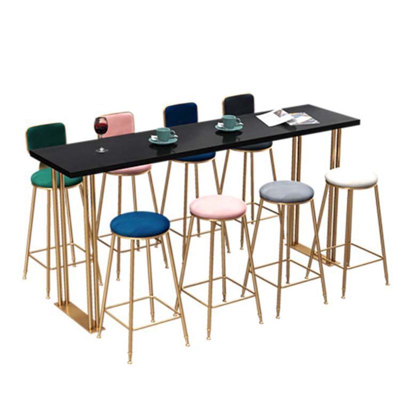 Rectangular Wood Top Table Glam Style Bistro Pub Table for Patio Use