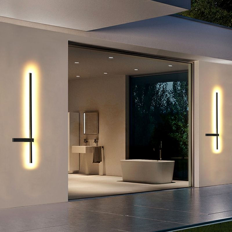 Luz de pared de aluminio moderna Maledina de pared LED recta minimalista en negro para al aire libre