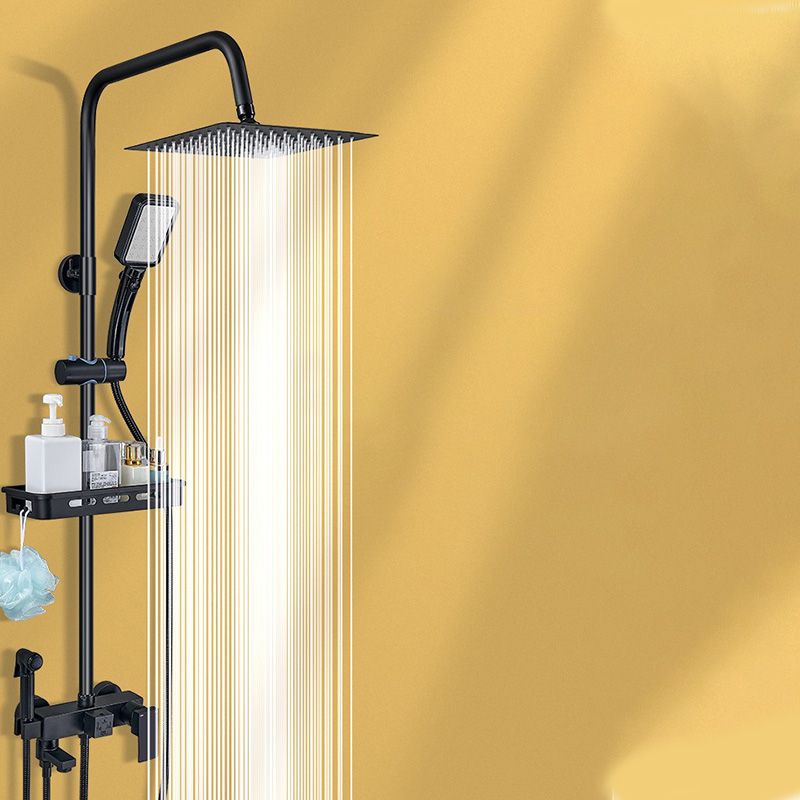 Shower Set Adjustable Spray Pattern Black Wall Mount Shower Hose Shower Set
