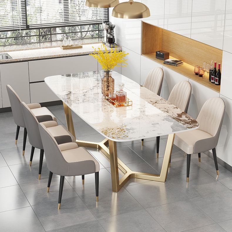 Luxe gesinterde stenen eettafel rechthoektafel met bakbasis