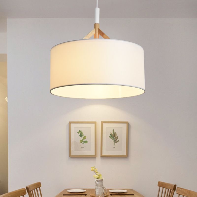 Off White Fabric Shade Chandelier Drum Shape Ceiling Lights