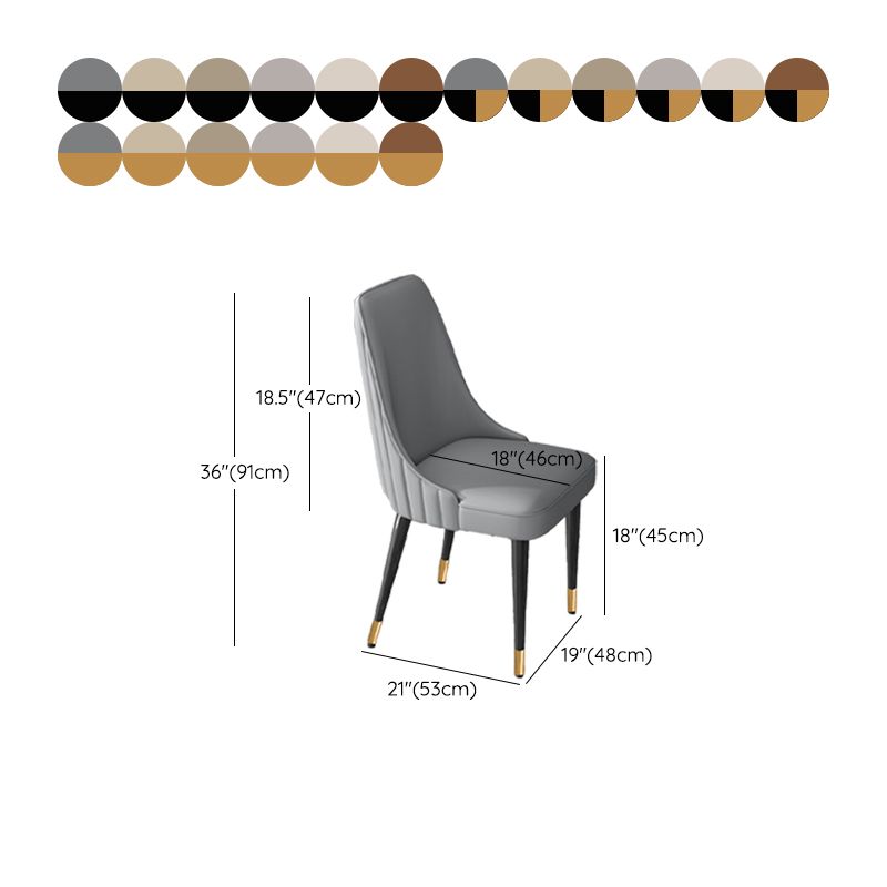 Glam Style Dining Chair Leather Parsons Dining Chair for Home