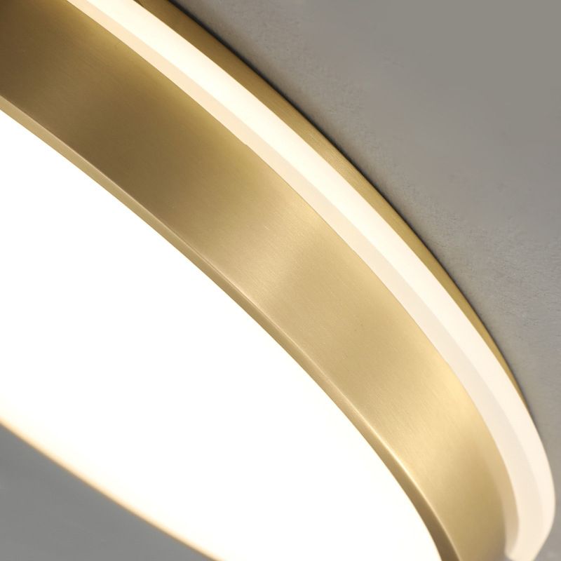 Plafonnier encastré en métal minimaliste moderne, éclairage LED de forme ronde dorée pour chambre à coucher