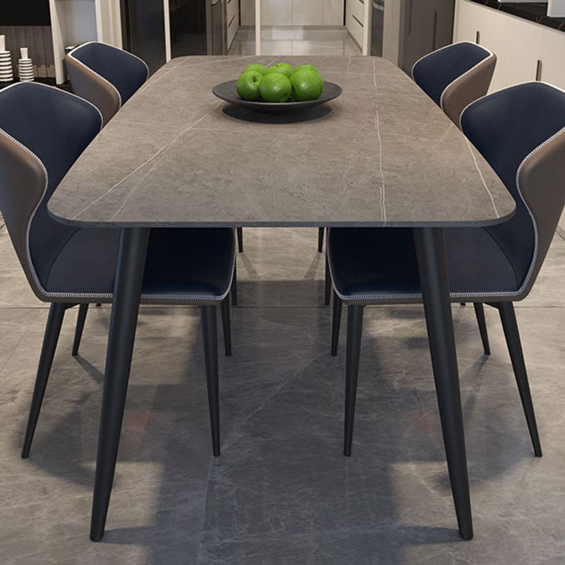 Metal Modern Rectangular Table Sintered Stone Table for Dining Room and Kitchen