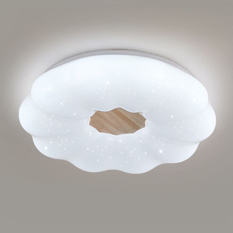 LED Ceiling Light Wooden Ceiling Mount Light with Acrylic Shade for Living Room