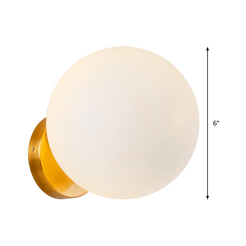 1 Glühbirnen Schlafzimmer Wandlampe modernistische Goldleuchte Leuchte mit Ball Opalglas Schatten