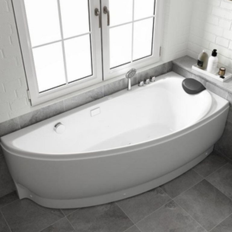 Acrylic Corner Modern Bathtub Acrylic White Soaking Back to Wall Bath