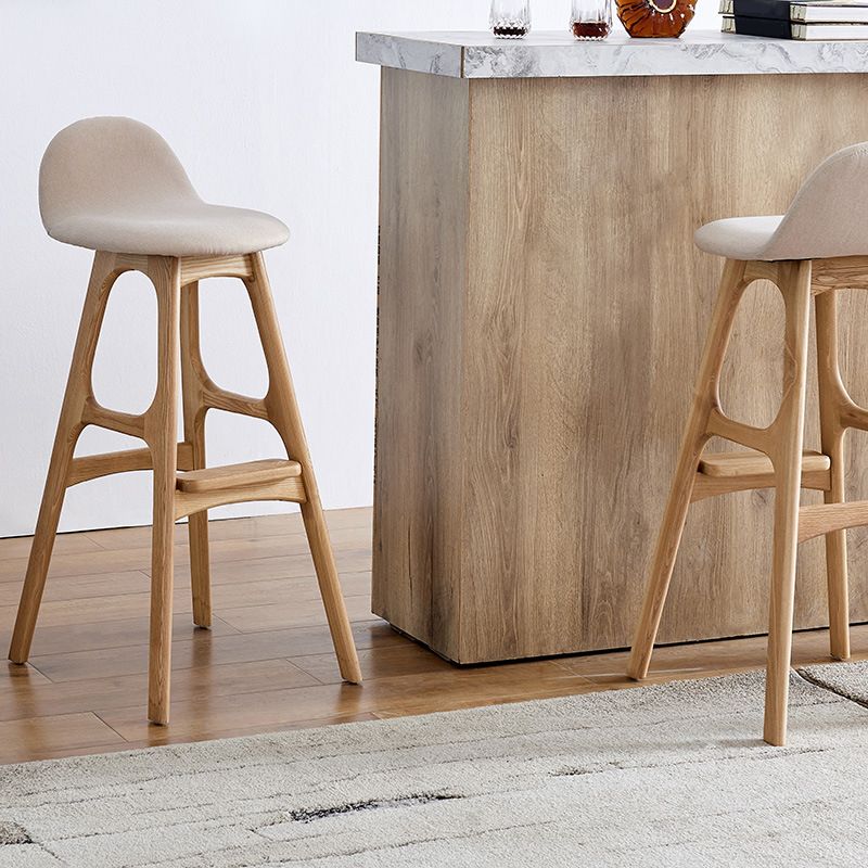 Ash Solid Wood Frame Armless Bar Stool Indoor Upholstered Bar Stool