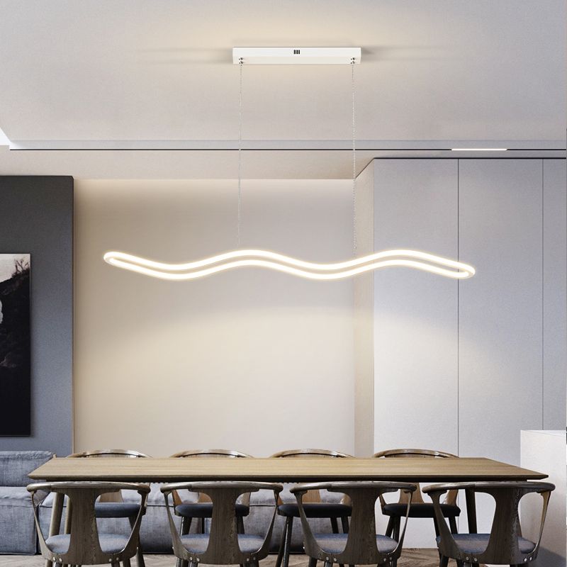 Modern Creative Style Hanging Lamp Linear Metal Island Light Fixture for Kitchen
