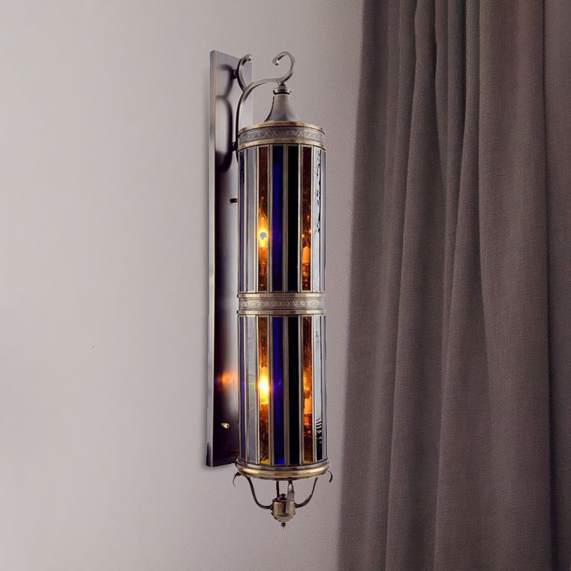Cilinder slaapkamer wandverlichting vintage metaal 6-head messing/bronzen afwerking Arabische sconce lamp