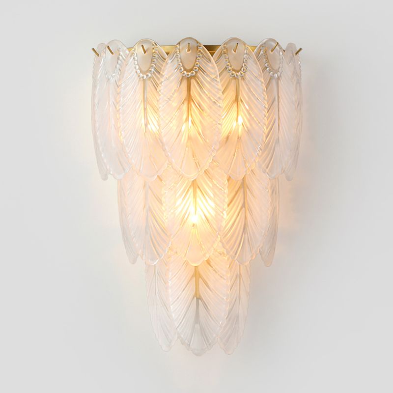 Modern Luxury Style Feather-shaped Wall Sconce Glass Sconces for Living Room