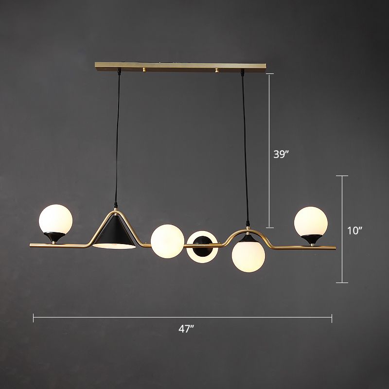 Cone and Ball Hanging Island Light Minimalist Metal Dining Room Pendant Lamp in Gold