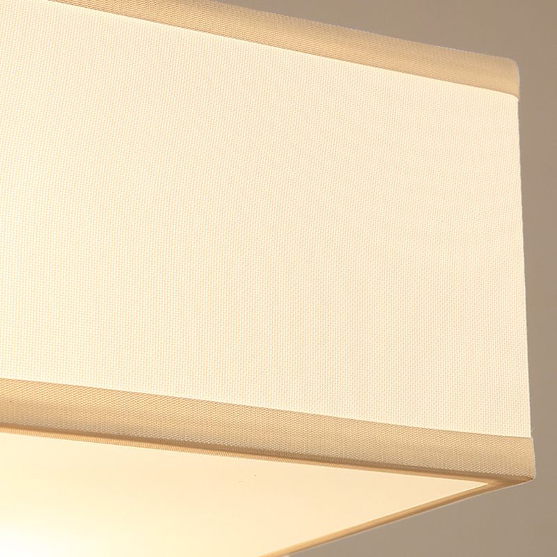 4 luces Luz de techo de sala de estar Semi de latón tradicional con sombra de tela rectangular