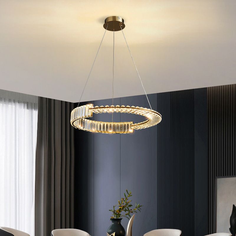Moderne stijl helder kristal plafond hanger lichtring hangende verlichtingsarmaturen