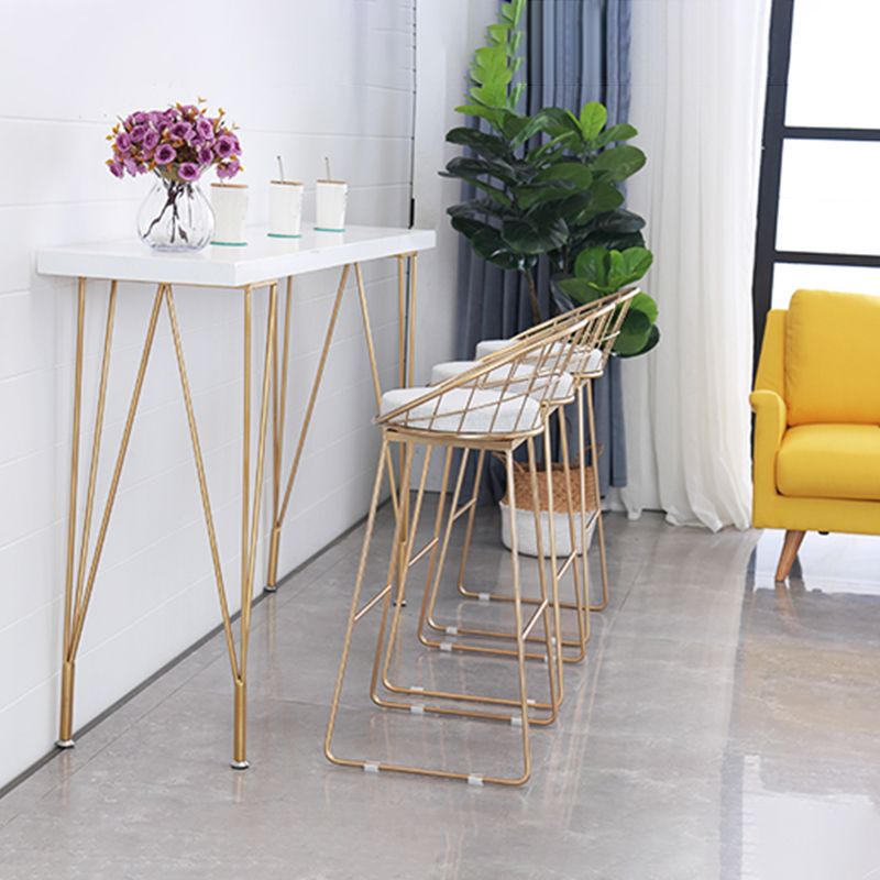 Glam Style Rectangle Bar Table Wood Bar Height Table with 4 Legs