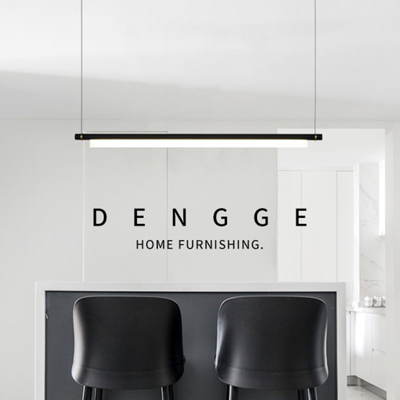 Modern Rectangle Island Lighting Fixtures 1-Light Restaurant LED Suspension Lamp