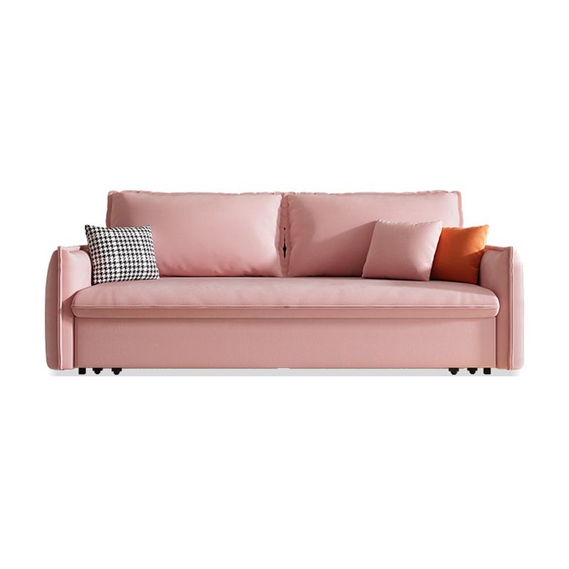 Faux Leather Stain Resistant Contemporary Couch Bed with 2 Pillows