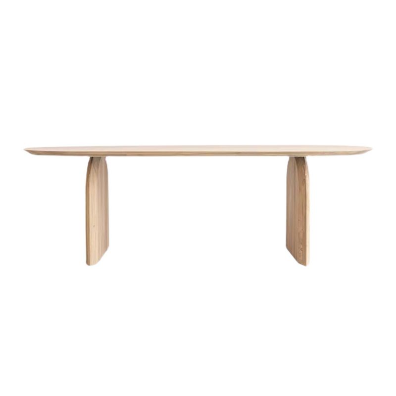 Ovaal dubbele voetstuk moderne tafel massief hout vaste tafel voor thuisgebruik