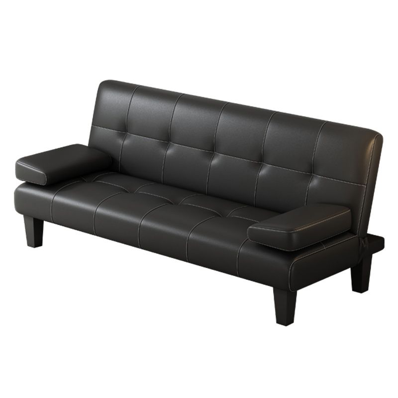 Contemporary Upholstered Sofa Bed PU Leather Convertible Sofa in Black