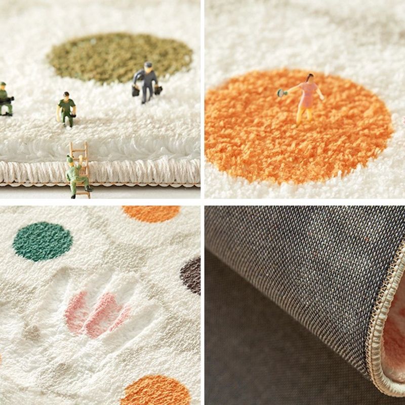 Fresh Floral Printed Rug Comfort Simple Round Carpet Polyester Non-Slip Backing Rug for Bedroom