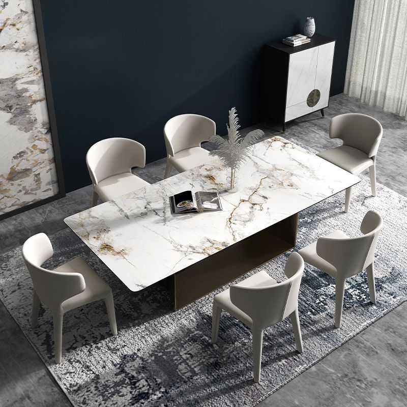 Designer Style Sintered Stone Dining Set Rectangle 1/2/3/6/7 Pieces Dining Room Table Set