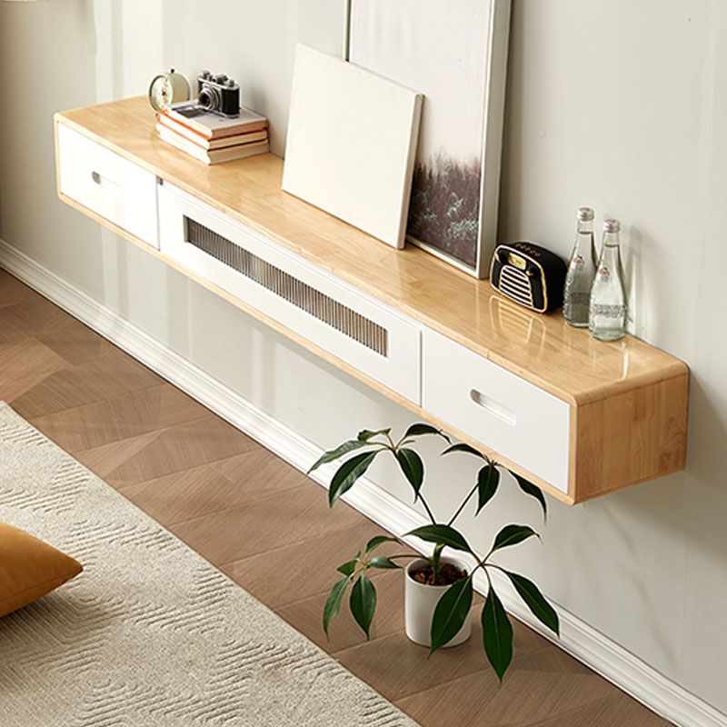Scandinavian Solid Wood TV Console 2-Drawer 1-Door Floating TV Stand