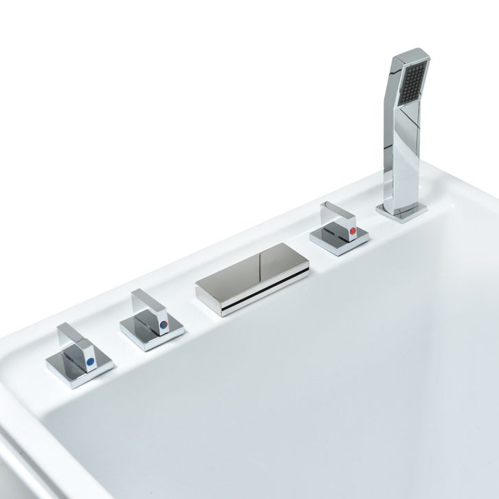 Freestanding Acrylic Rectangular Bath Soaking Center White Bathtub